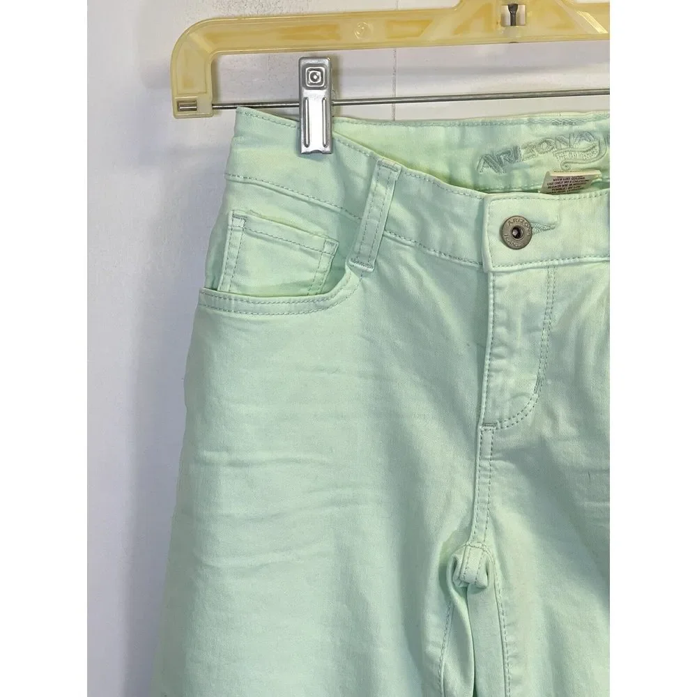 Arizona Jegging Distressed Women's size 0 Light Wash Mint Green Denim Jeans‎